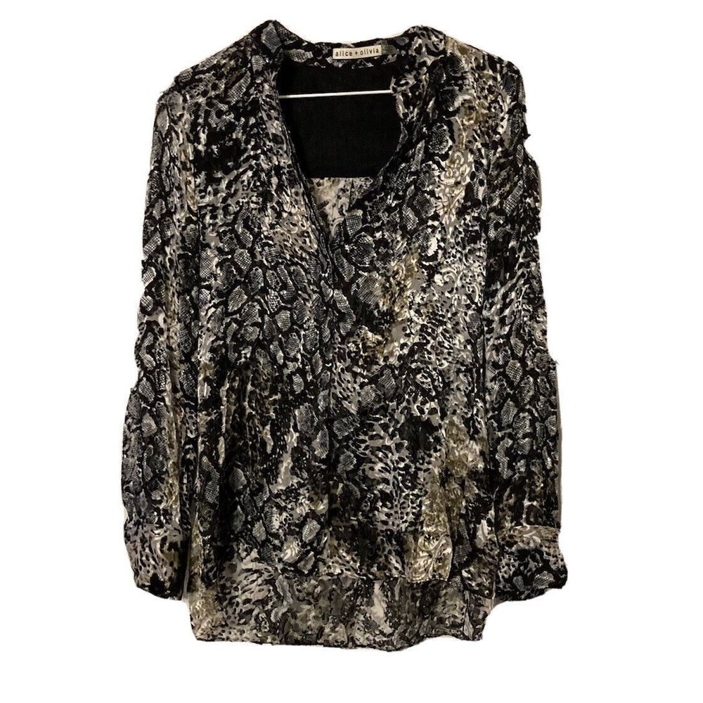 Alice Olivia Blouse Shirt Top Womens Size S/P Small Pullover Velvet Chiffon
